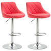 BARHOCKER Lazius, 2er Set, Gestell Metall in Chromoptik, Kunstleder Rot - Chromfarben/Rot, Kunststoff/Textil (46/100/49cm) - TPFLiving