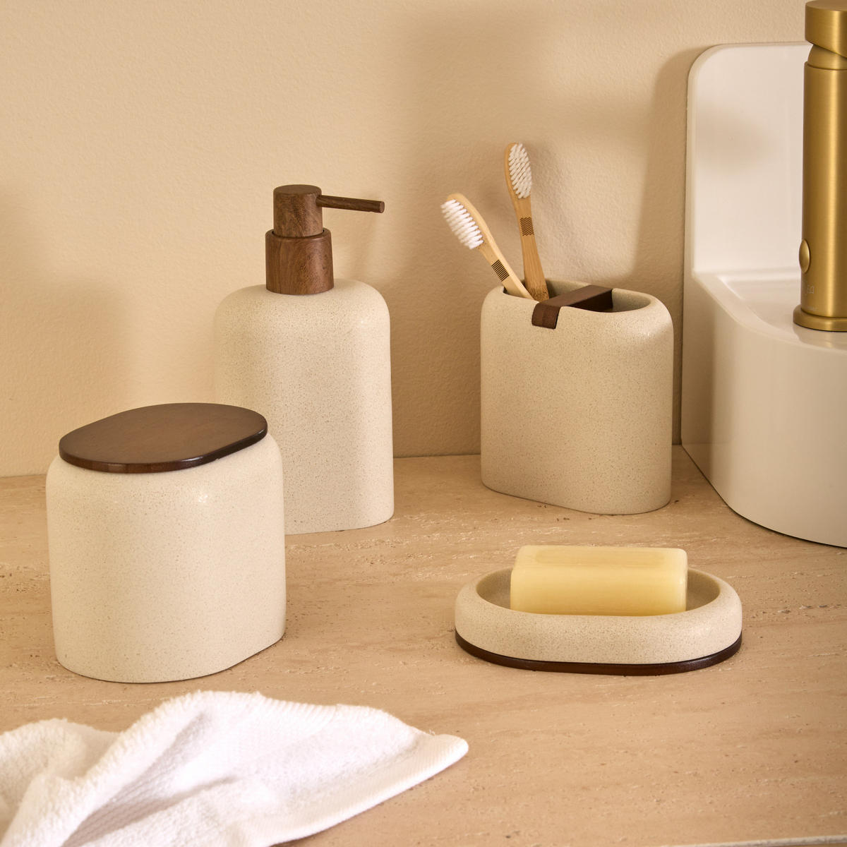 SEIFENSPENDER Argileo 350 ml 8,8/5,6/17 cm - Beige, Kunststoff (5.6/17/8.8cm) - 5five Simply Smart