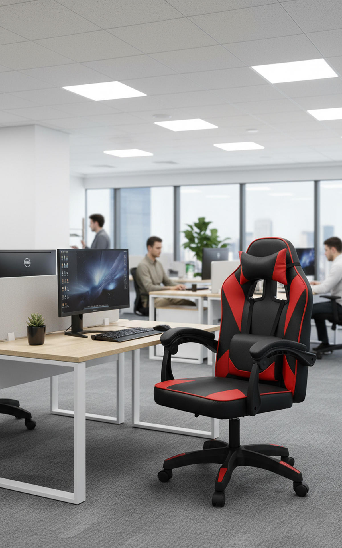 BÜROSTUHL Calyx Kunstleder schwarz/rot - Rot/Schwarz, Metall (60/121/59cm) - TPFLiving