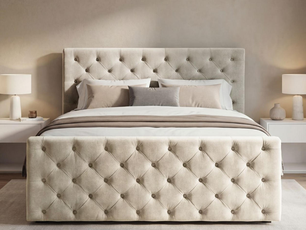 BOXBETT Montego 180x200 Creme - Creme, Holz/Textil (180/200cm) - Graingold