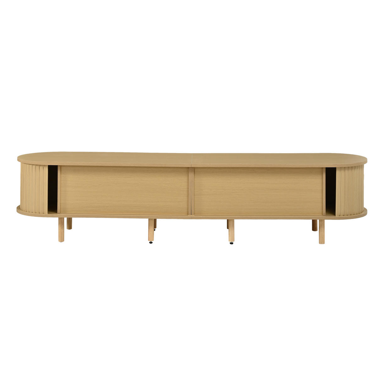 LOWBOARD DE-40408 2 Rattan-Schubladen mit Rolltüren Helle Holzfarbe - Naturfarben, Holzwerkstoff (180/40/40cm) - ComfortXL
