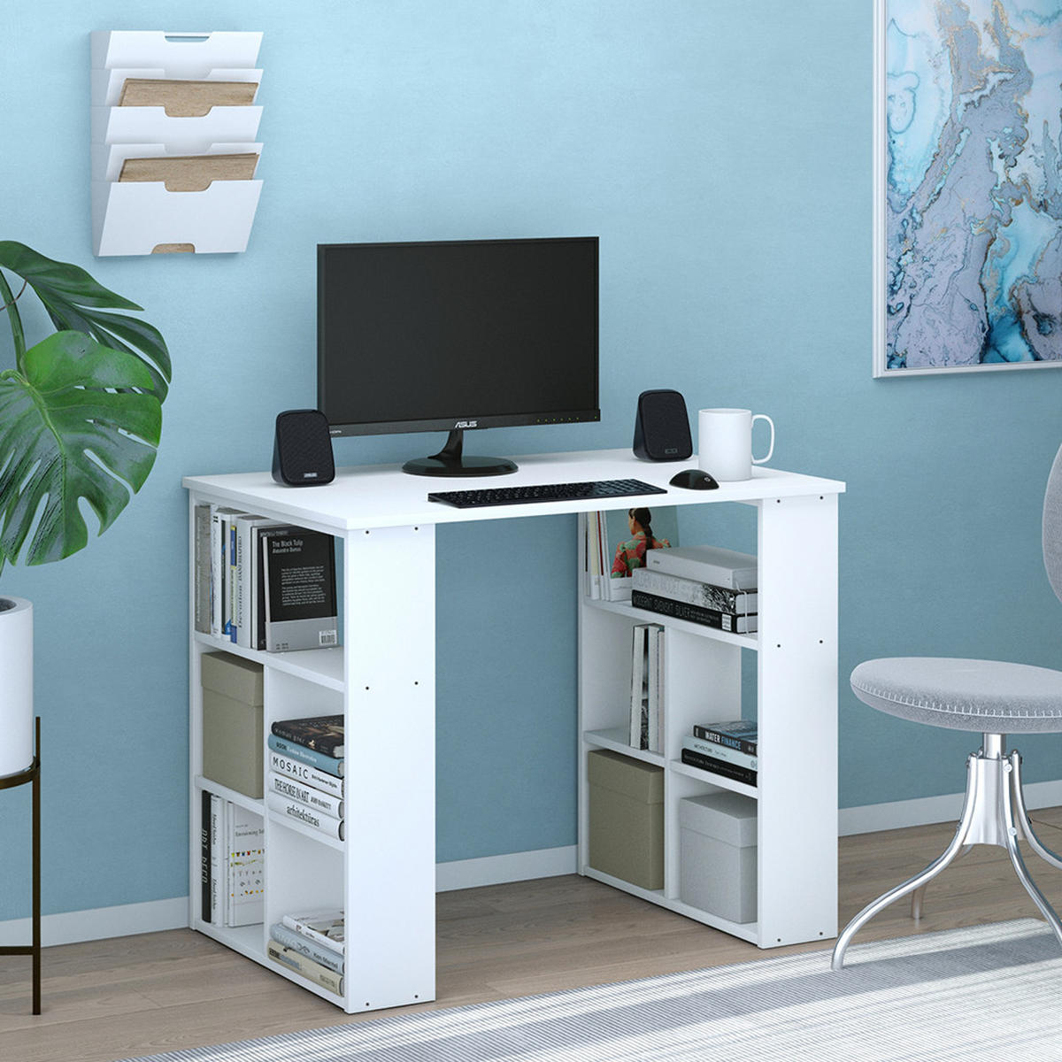 SCHREIBTISCH Arwen Weiß 90 x 60 cm - Weiß, Holzwerkstoff (60/90/74.2cm) - Vicco
