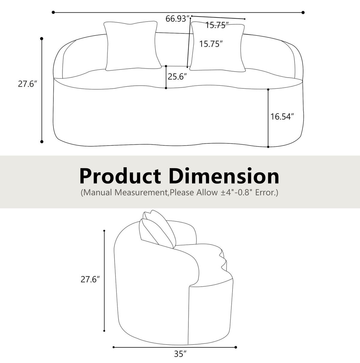 2-SITZER-SOFA aus Schaumstoff und Federkern Hellgrau mit Wellendesign und integrierten Kissen - Hellgrau, Kunststoff (170/70/89cm) - Modfu