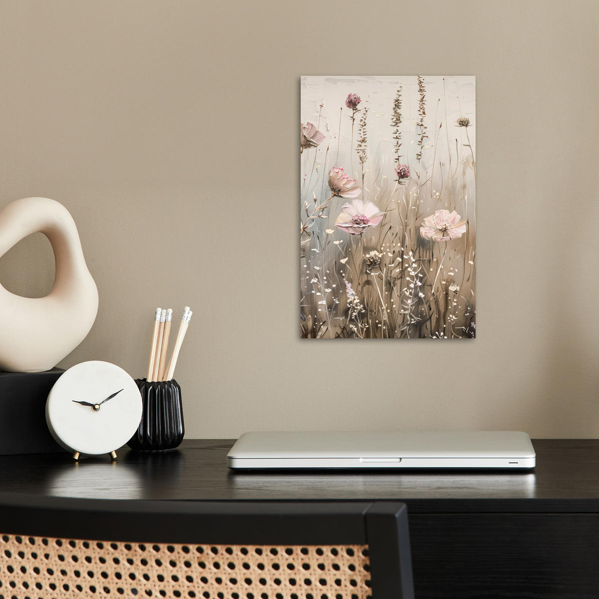 POSTER Blumen - Rosa - Modern - Beige 20x30 cm - Beige, Papier (20/30/0.1cm) - MuchoWow