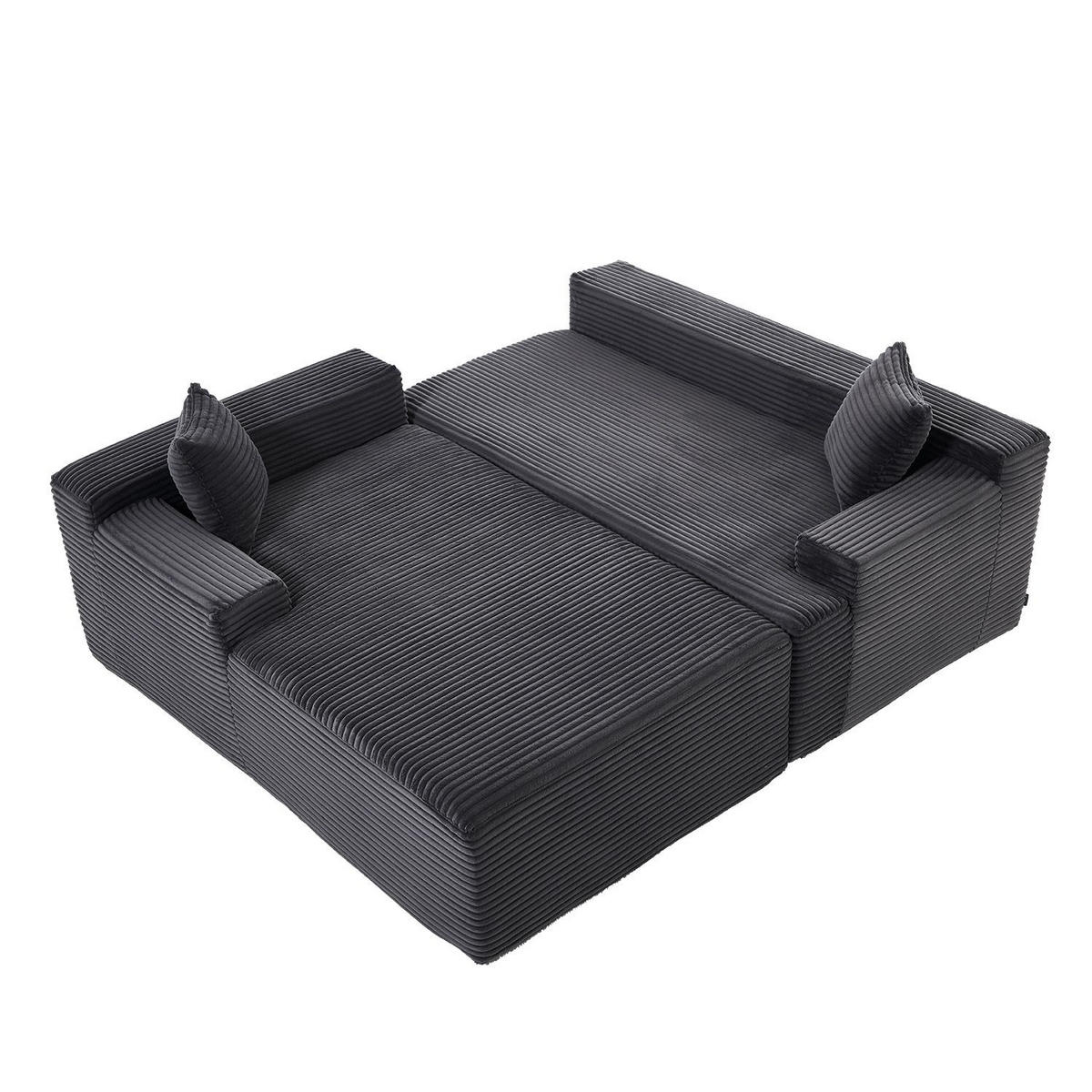 SOFA Coredo dunkelgrau Cord - Dunkelgrau, Textil (155/250cm) - Juskys