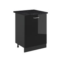 KÜCHENUNTERSCHRANK R-Line, Schwarz Hochglanz/Anthrazit, 60 cm mit 1 Tür Arbeitsplatte Anthrazit - Schwarz Hochglanz/Anthrazit, Holzwerkstoff (60/81.6/60cm) - Vicco
