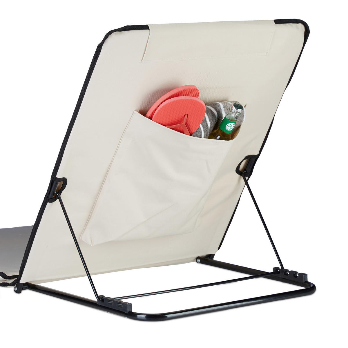 STRANDMATTE - Beige, Textil/Metall (60/63/195cm) - Relaxdays