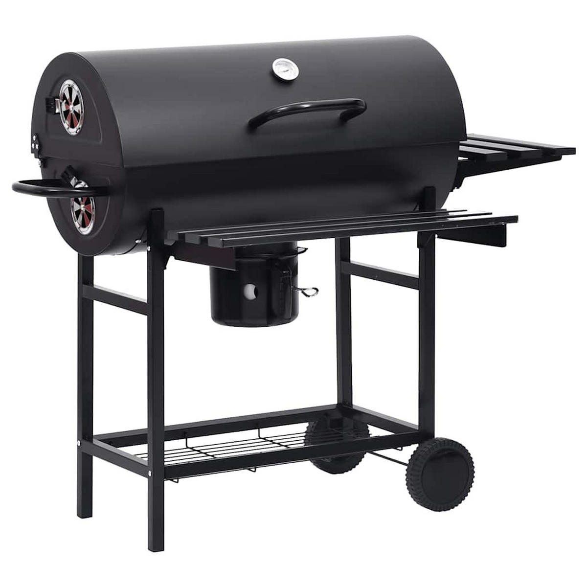 GRILLWAGEN Mit Rädern Und Ablagen Schwarz Stahl 115/85/95 Cm - Schwarz, Metall (30/93/68cm) - vidaXL