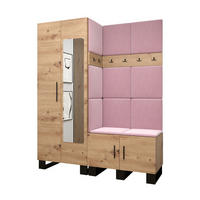 GARDEROBEN-SET 196/158/45,6 - Pink/Schwarz, Holz/Kunststoff (158/196/45.6cm) - Abiks Möbel