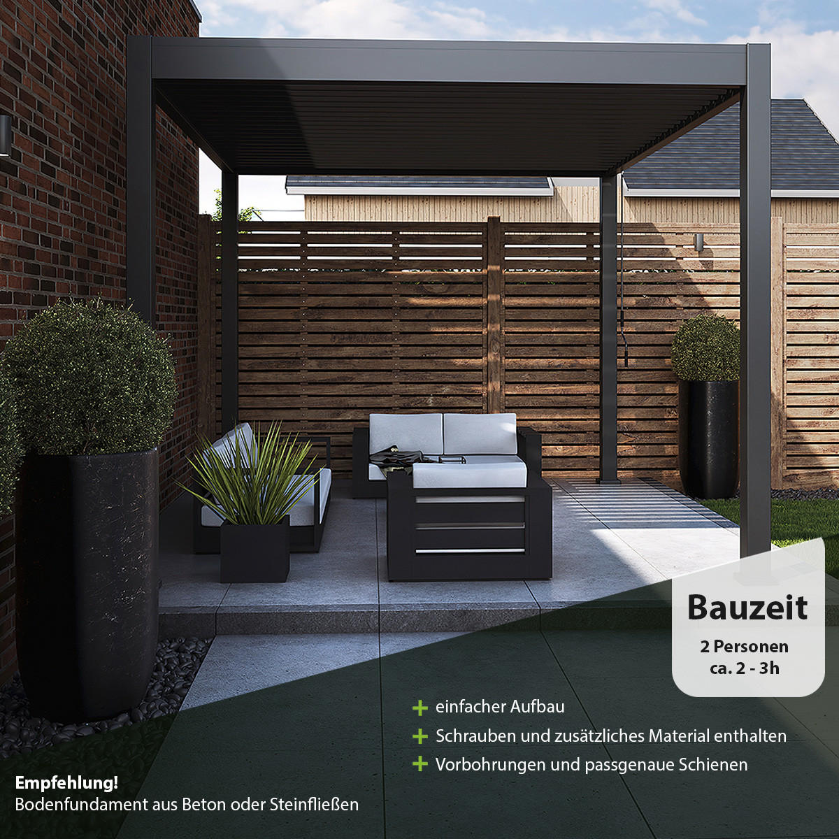 PERGOLA Classic Pavillon Terrassenüberdachung Aluminium 3 x 3,6 M anthrazit - Anthrazit, Metall (300/255/360cm) - WEIDE
