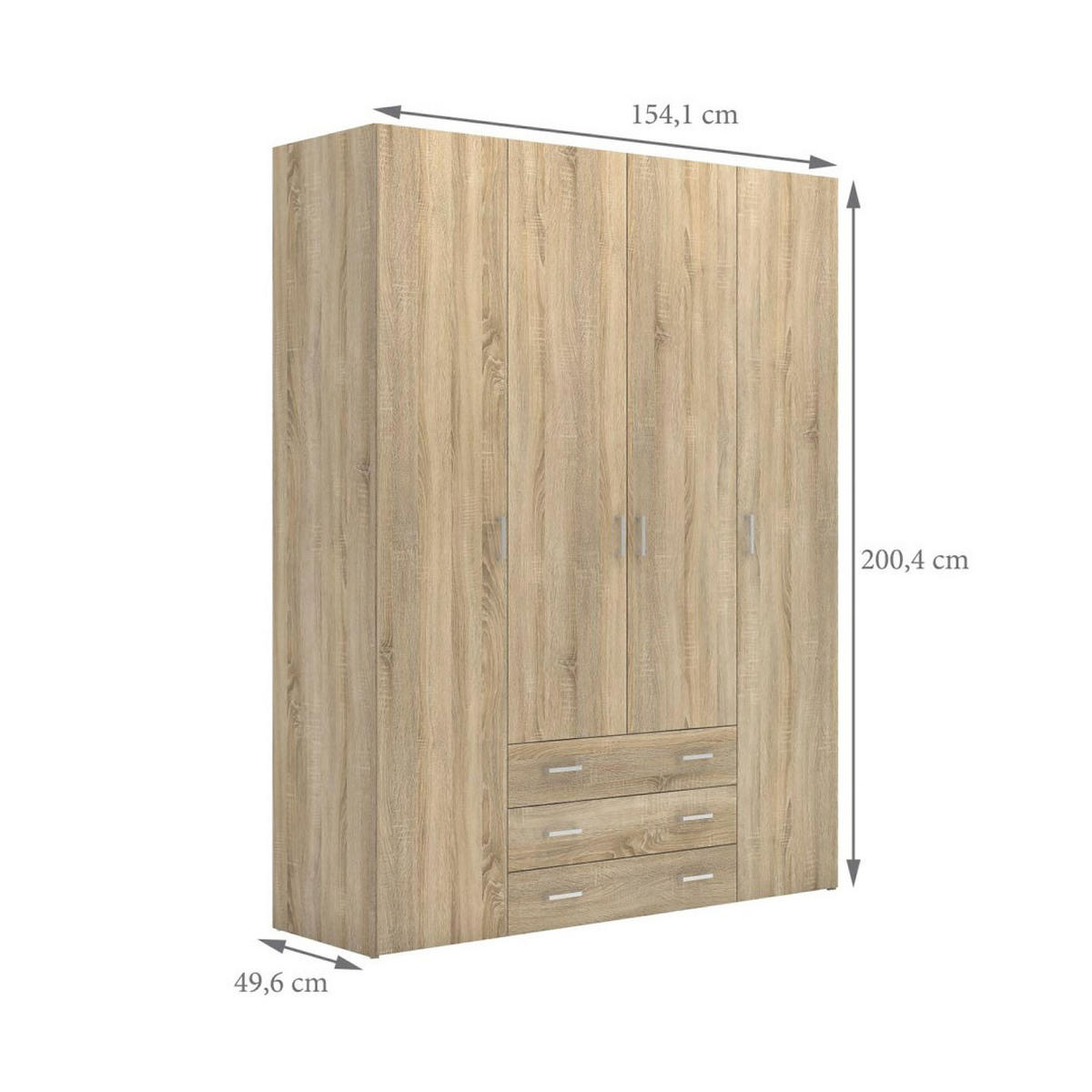KLEIDERSCHRANK Spell Eichefarben 154/50/200 cm - Eichefarben, Holzwerkstoff (154/200/50cm) - ebuy24