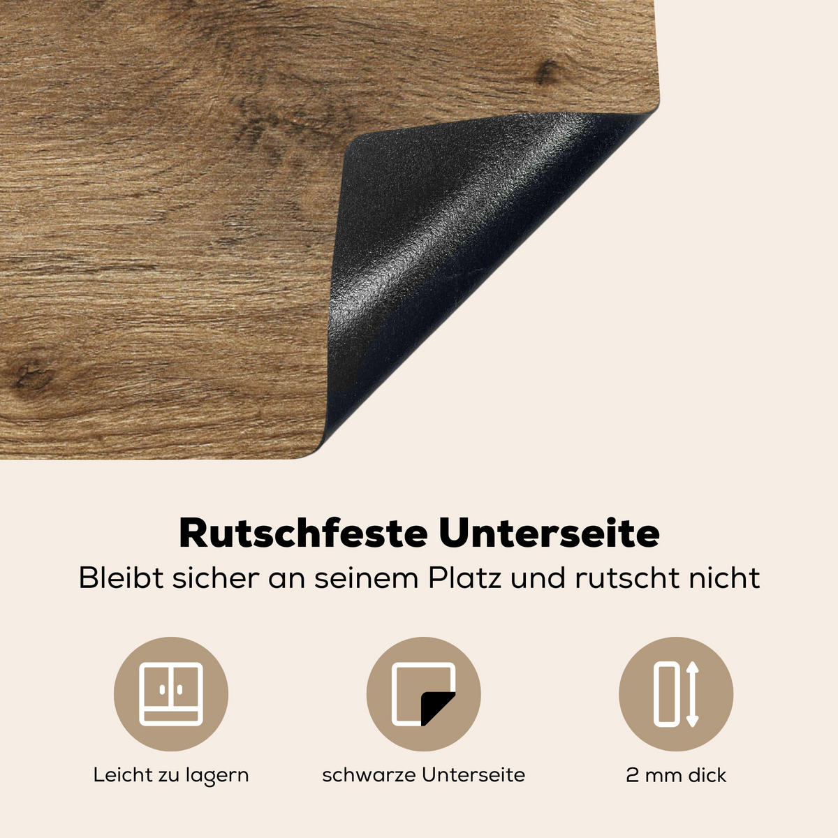 HERDABDECKPLATTE Holz - Braun - Holzoptik 65x52 cm - Eichefarben, Kunststoff (65/0.2/52cm) - MuchoWow