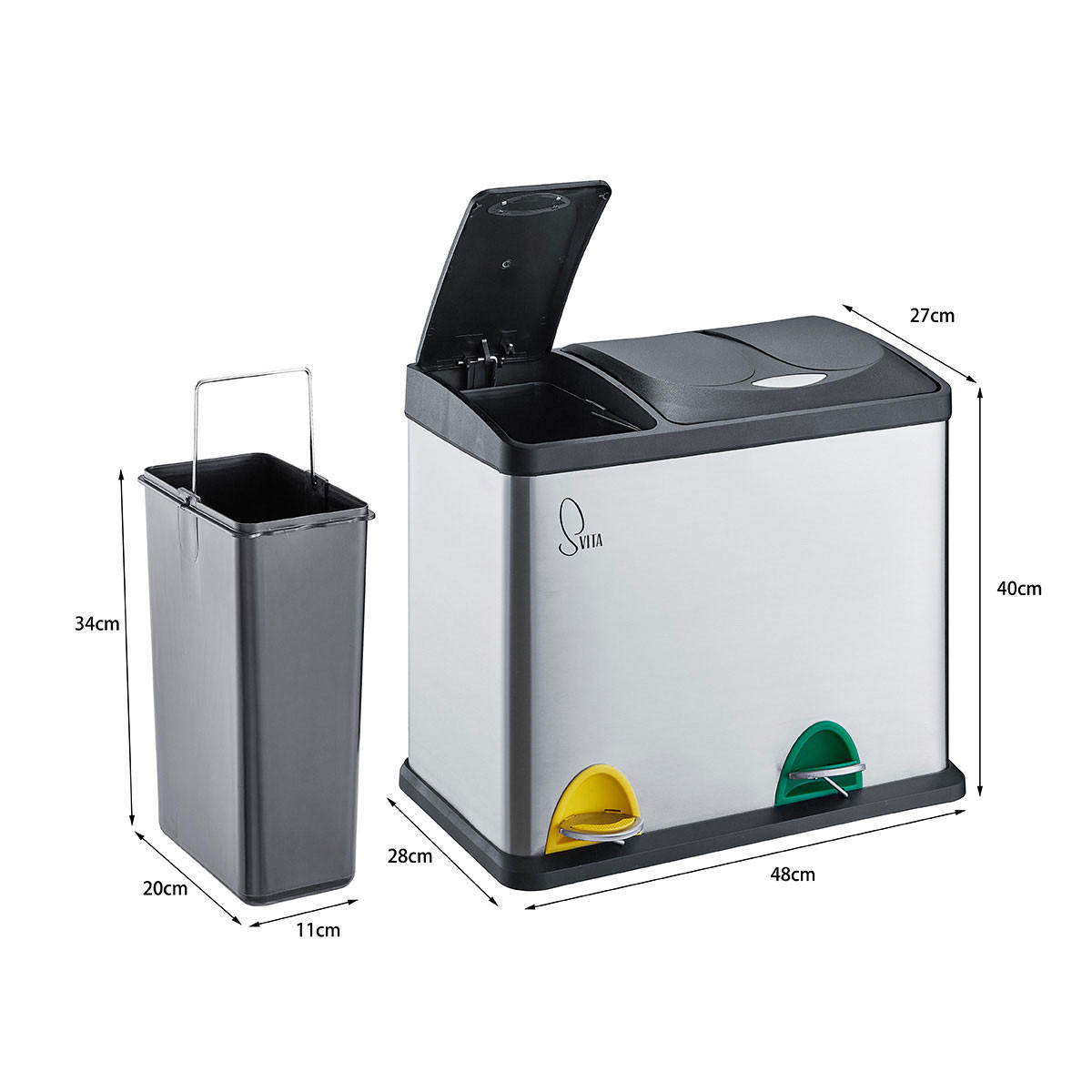 MÜLLEIMER TC2Combo26 - Silberfarben, Metall (46/39/27cm) - SVITA