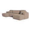 WOHNLANDSCHAFT SENTUM N Beige Boucle-Stoff mit Schlaffunktion - Beige, Holz (330/90/148cm) - MASSENO