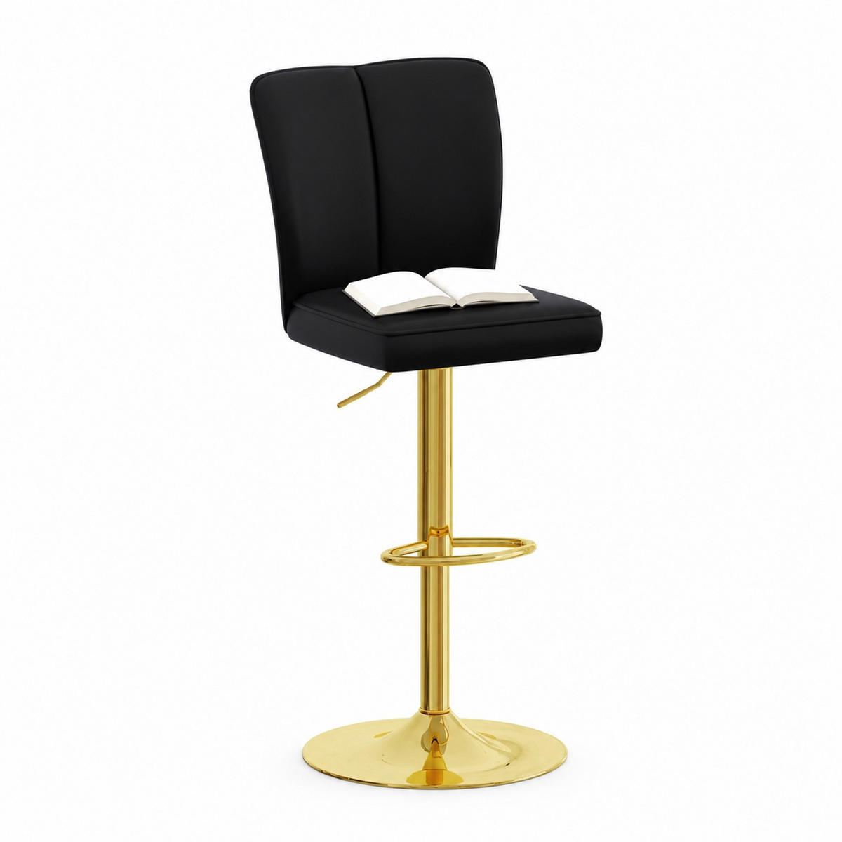 BARHOCKER 2er-Set Schwarz/Gold höhenverstellbar und 360° drehbar - Schwarz, Metall (44/117.5/44.5cm) - MIVRAY