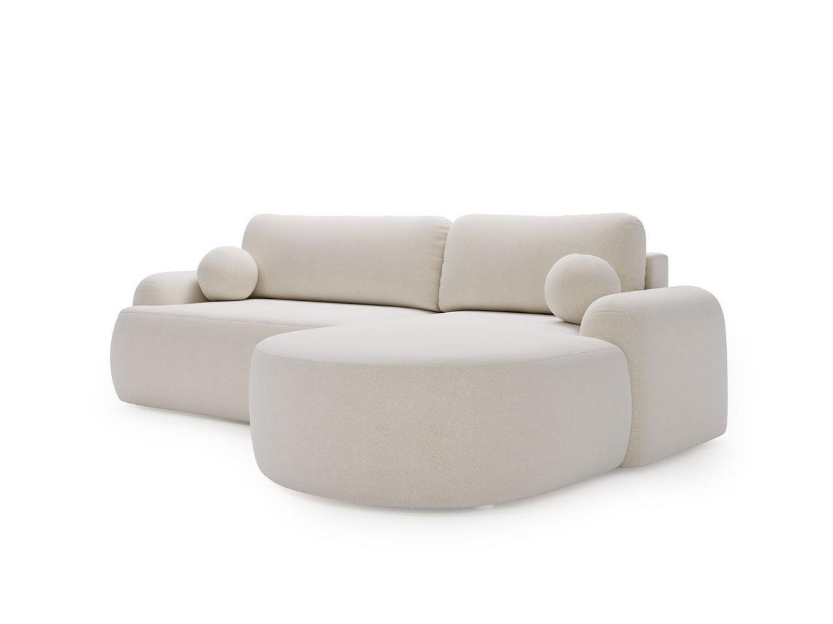 ECKSOFA Aurio weiß Rechts - Weiß, Holz/Textil (261/177cm) - Graingold