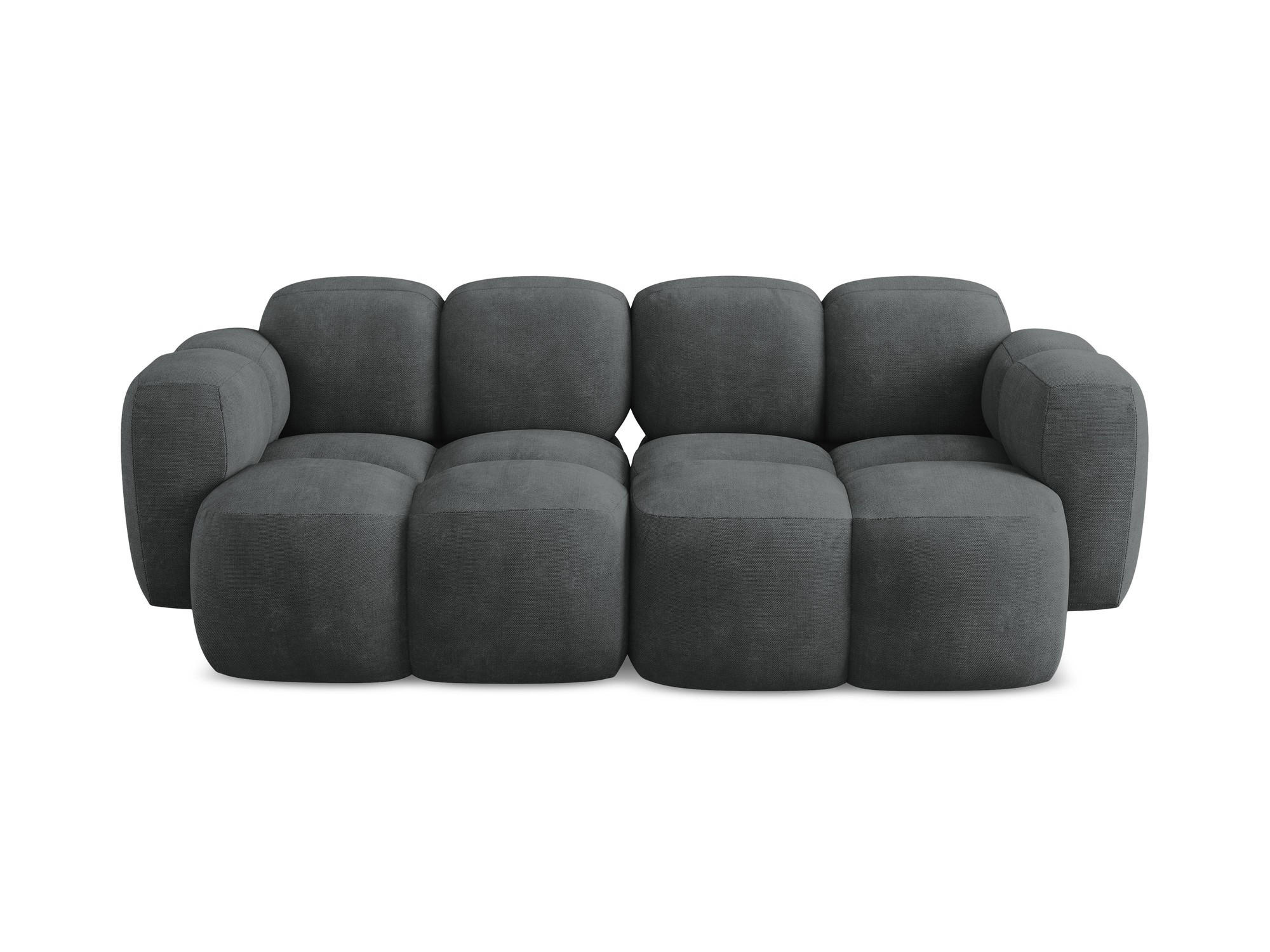 2-SITZER SOFA Chenille Stoff Grau - Dunkelgrau/Schwarz, Holzwerkstoff/Kunststoff (210/72/115cm) - Makamii