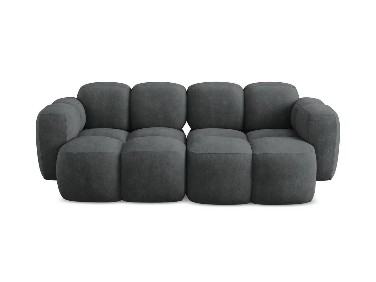 2-SITZER SOFA Chenille Stoff Grau - Dunkelgrau/Schwarz, Holzwerkstoff/Kunststoff (210/72/115cm) - Makamii