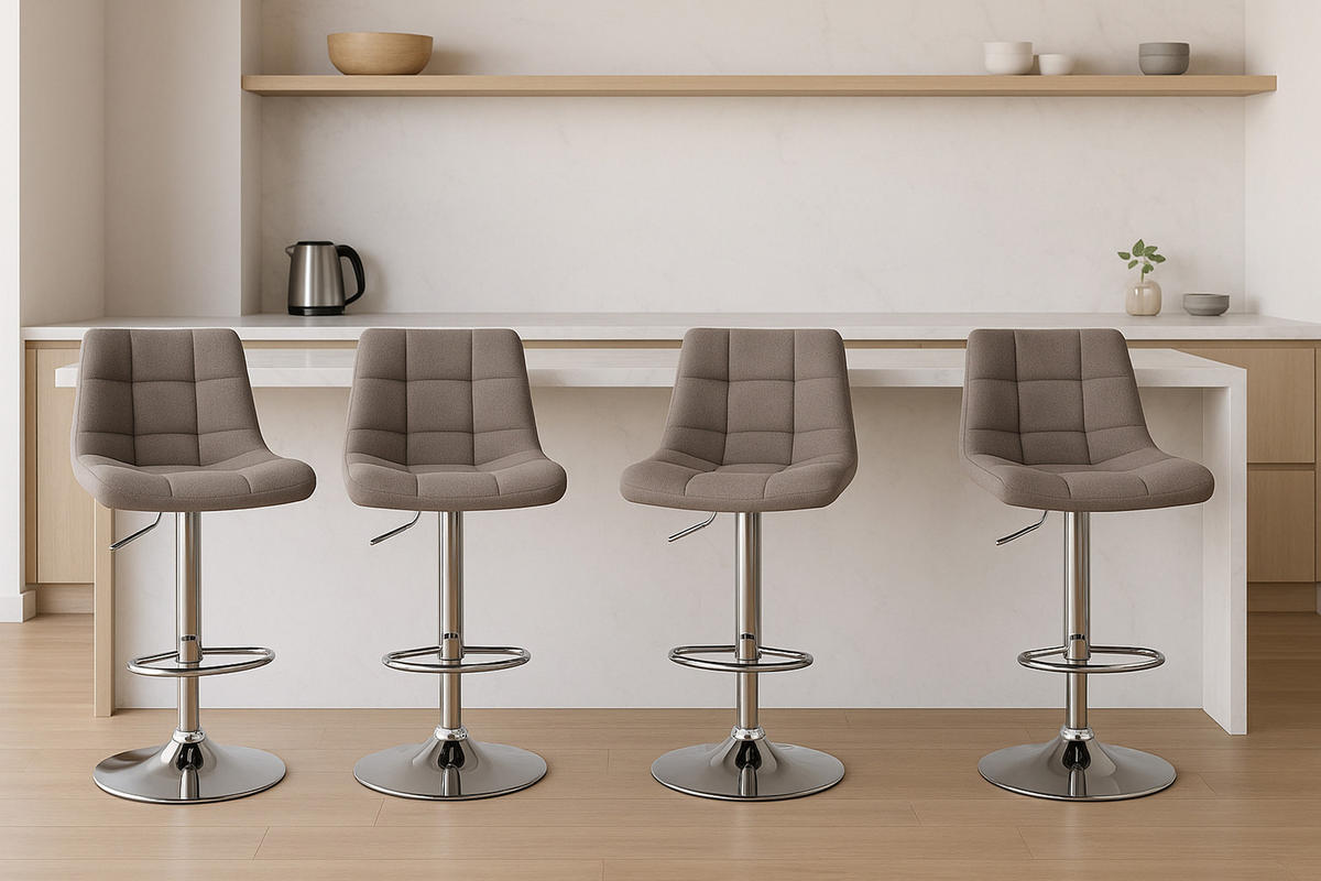 BARHOCKER 2er Set James Stoff chrom grau - Chromfarben/Grau, Textil/Metall (43/108.5/46.5cm) - TPFLiving