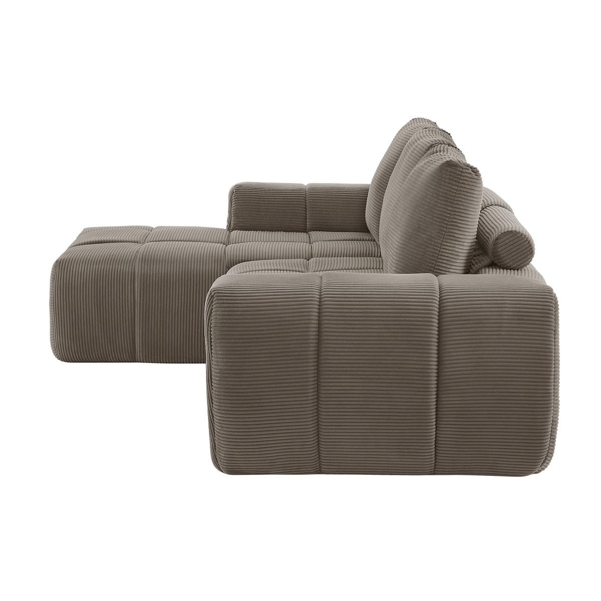 ECKSOFA 255/162/84 cm Taupe Cord mit abnehmbaren Kissen, Linke Seite - Taupe, Textil (255/162cm) - Oxeza