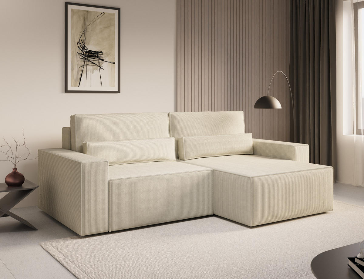 ECKSOFA - Universale Ecksofa DENVER mini - Beige - Poso 105 - Beige, Holzwerkstoff (248/162cm) - Möblo