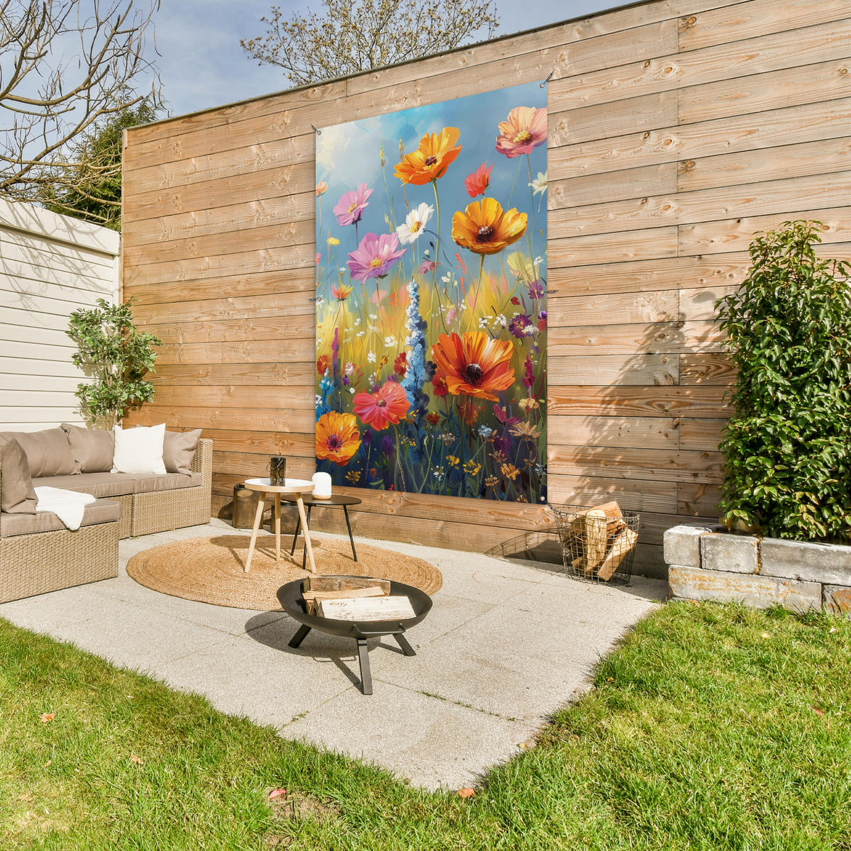ZAHRADNÍ PLAKÁT Květiny - Příroda - Botanické - Umění 120x180 cm - světle modrá, plast (120/180/0.2cm) - OnlyWow