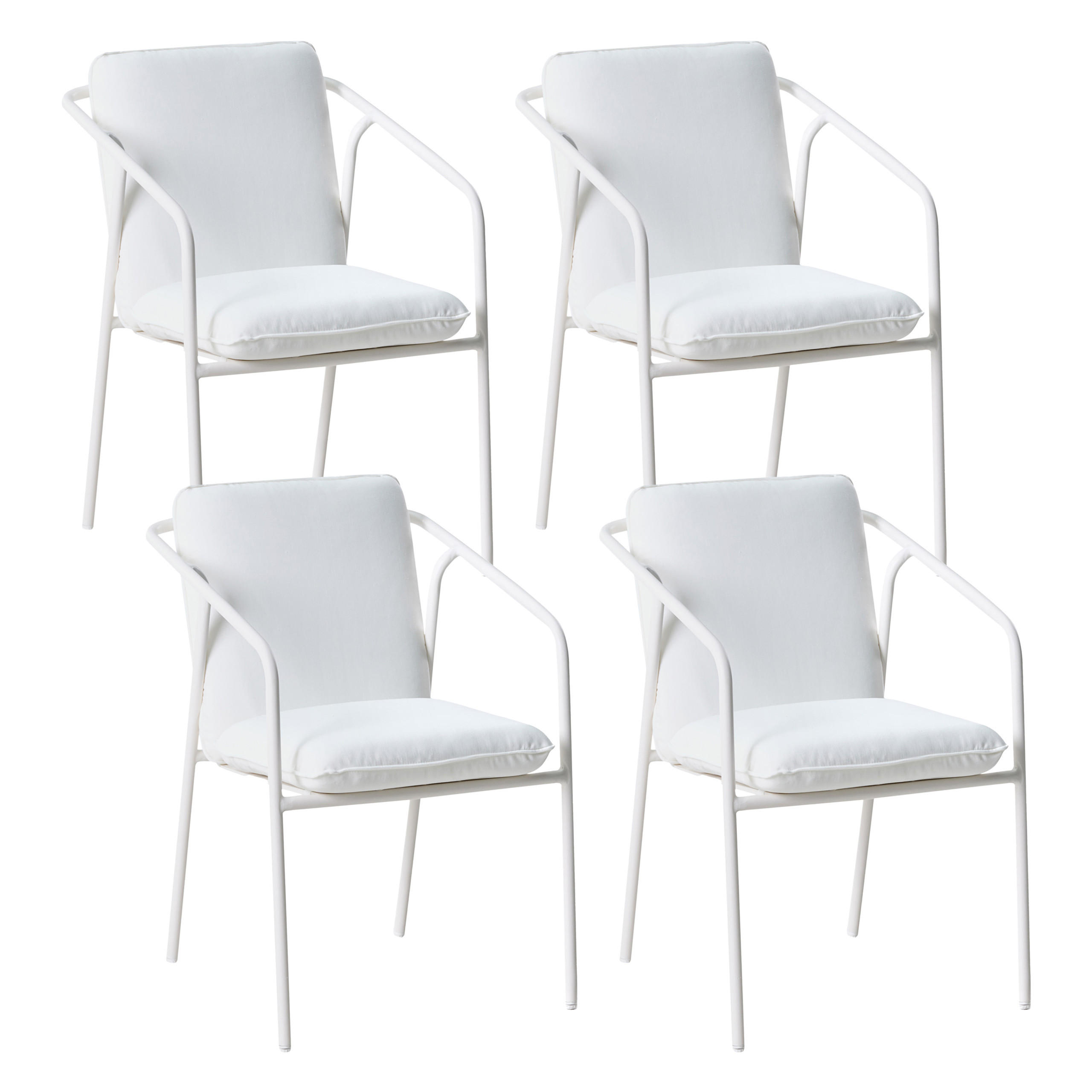 GARTENSTUHL 4er-Set Weiß Asciano - Weiß, Metall (55/86/61cm) - Beliani