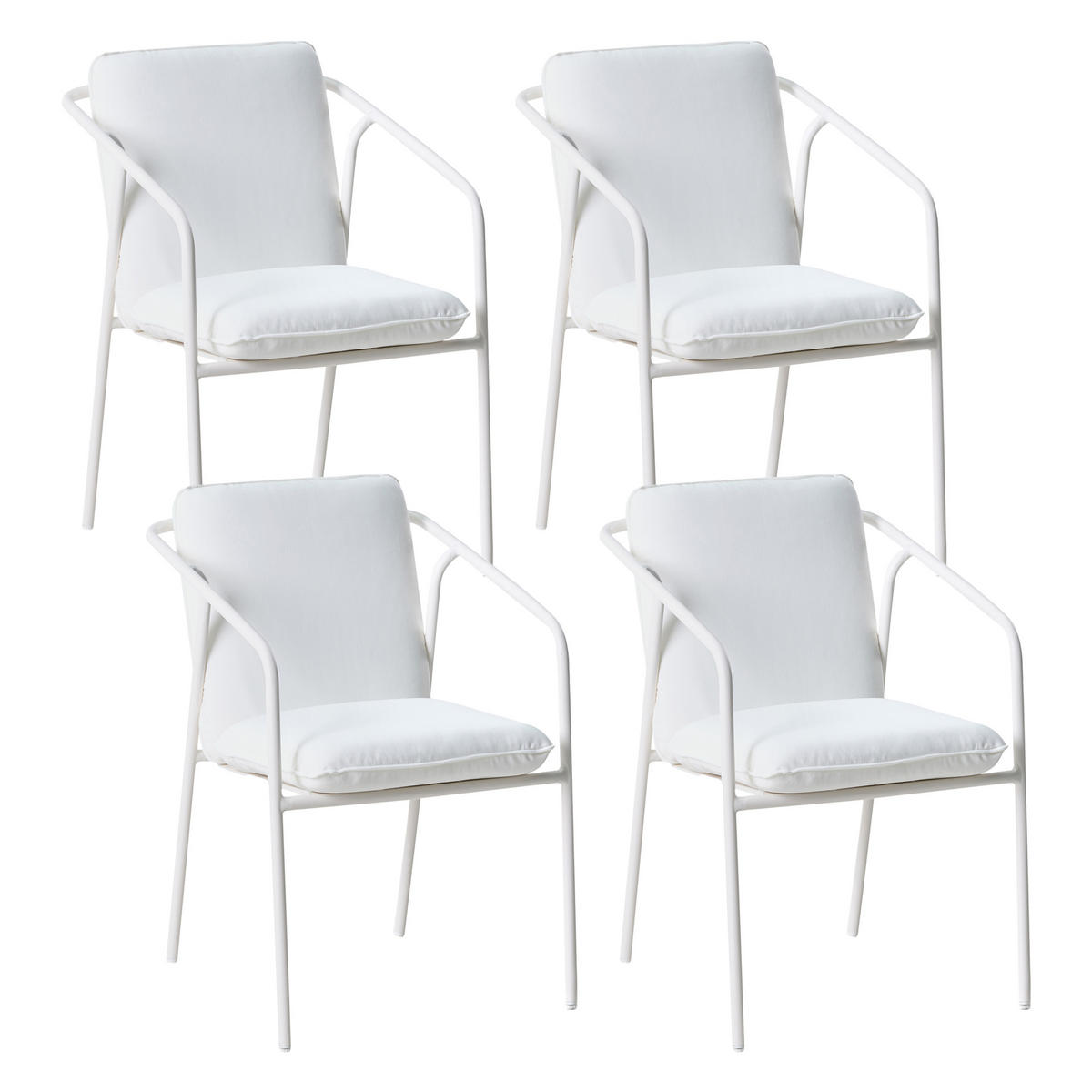 GARTENSTUHL 4er-Set Weiß Asciano - Weiß, Metall (55/86/61cm) - Beliani