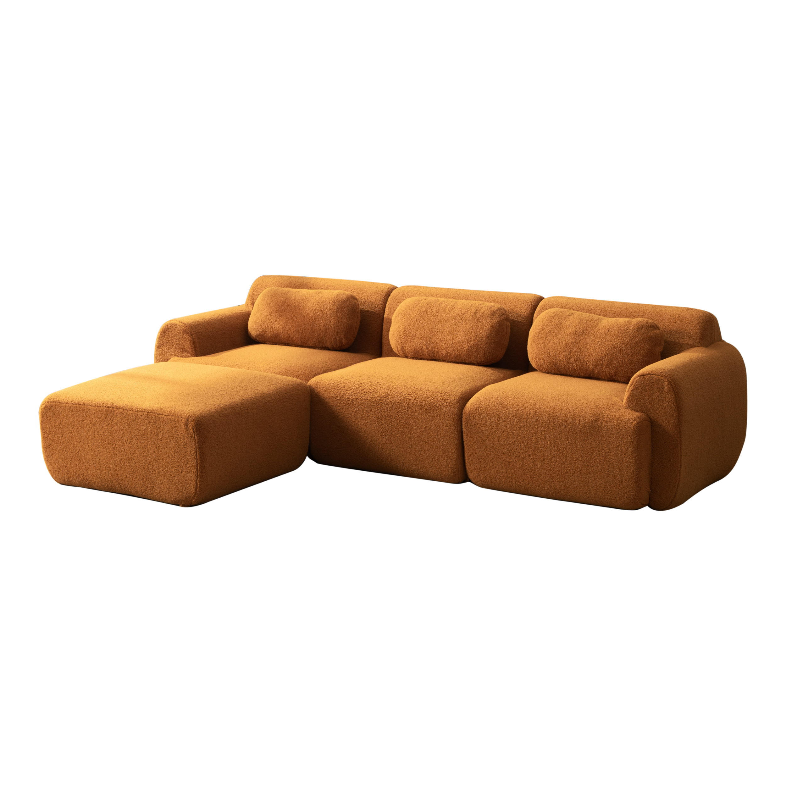 ECKSOFA Chenille Caramel rutschfest - Orange, Textil (271/177cm) - WISHDOR