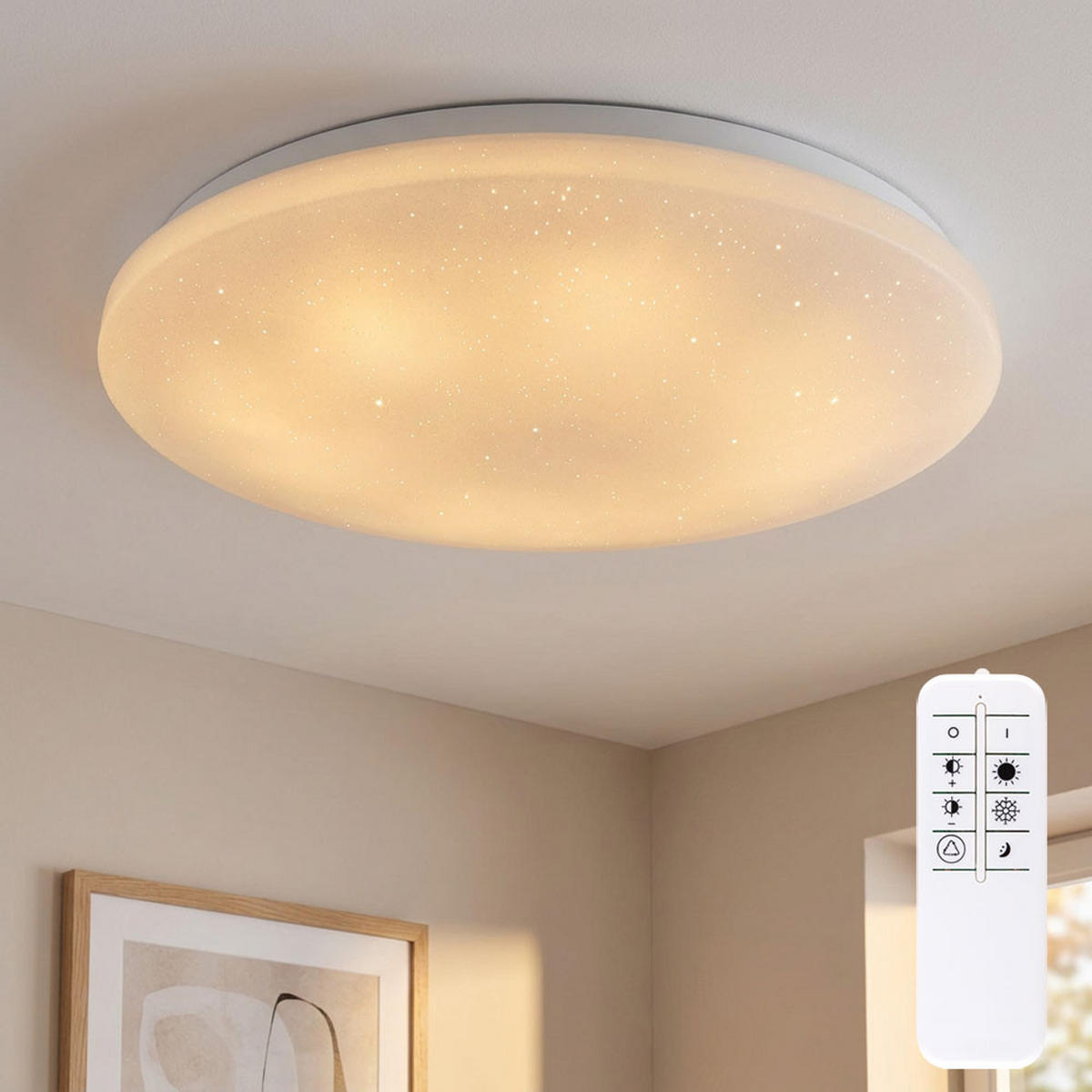 LED DECKENLEUCHTE Weiß mit Sterneneffekt - Weiß, Metall (54/54/7.6cm) - Globo Lighting