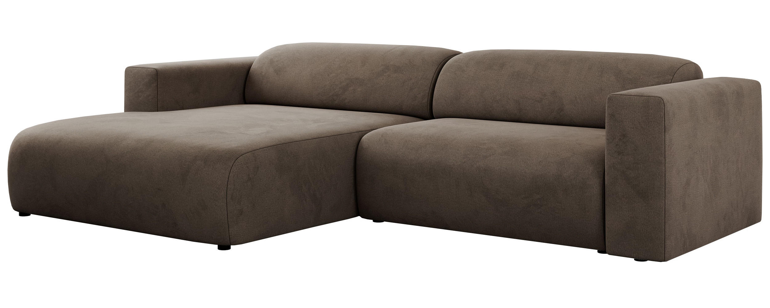ECKSOFA PASADENA Braun Velvet - Links Seite - Schwarz/Braun, Kunststoff/Textil (288/180cm) - MKS