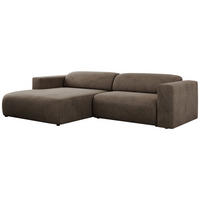 ECKSOFA PASADENA Braun Velvet - Links Seite - Schwarz/Braun, Kunststoff/Textil (288/180cm) - MKS