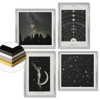 WANDBILDER 4er Set - 50x50 cm & 40x60 cm Silberner Rahmen - Galaxie im Sonnensystem - Silberfarben, Kunststoff (50/50cm) - ArtPrintCave