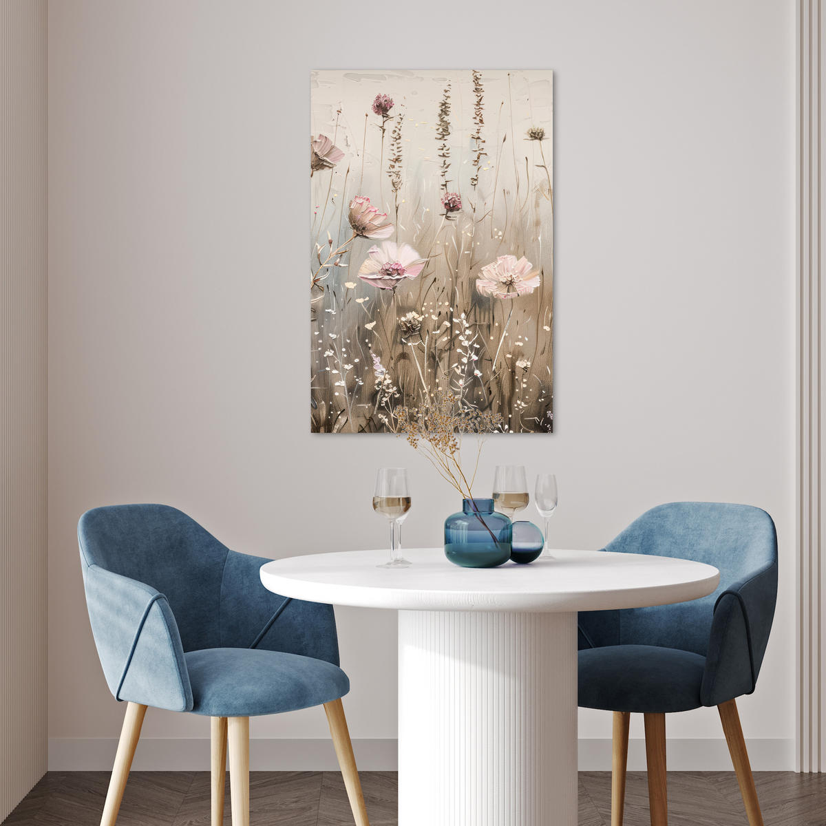 POSTER Blumen - Rosa - Modern - Beige 40x60 cm - Beige, Papier (40/60/0.1cm) - MuchoWow