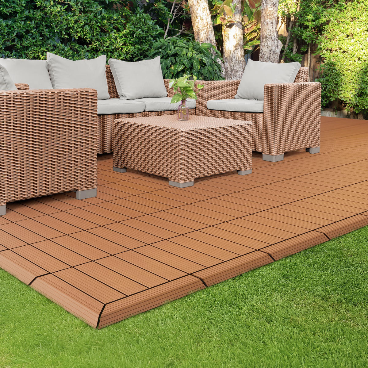 ABSCHLUSSLEISTE WPC Ecke links Hellbraun - Hellbraun, Holzwerkstoff (38/2/7.5cm) - ML-DESIGN