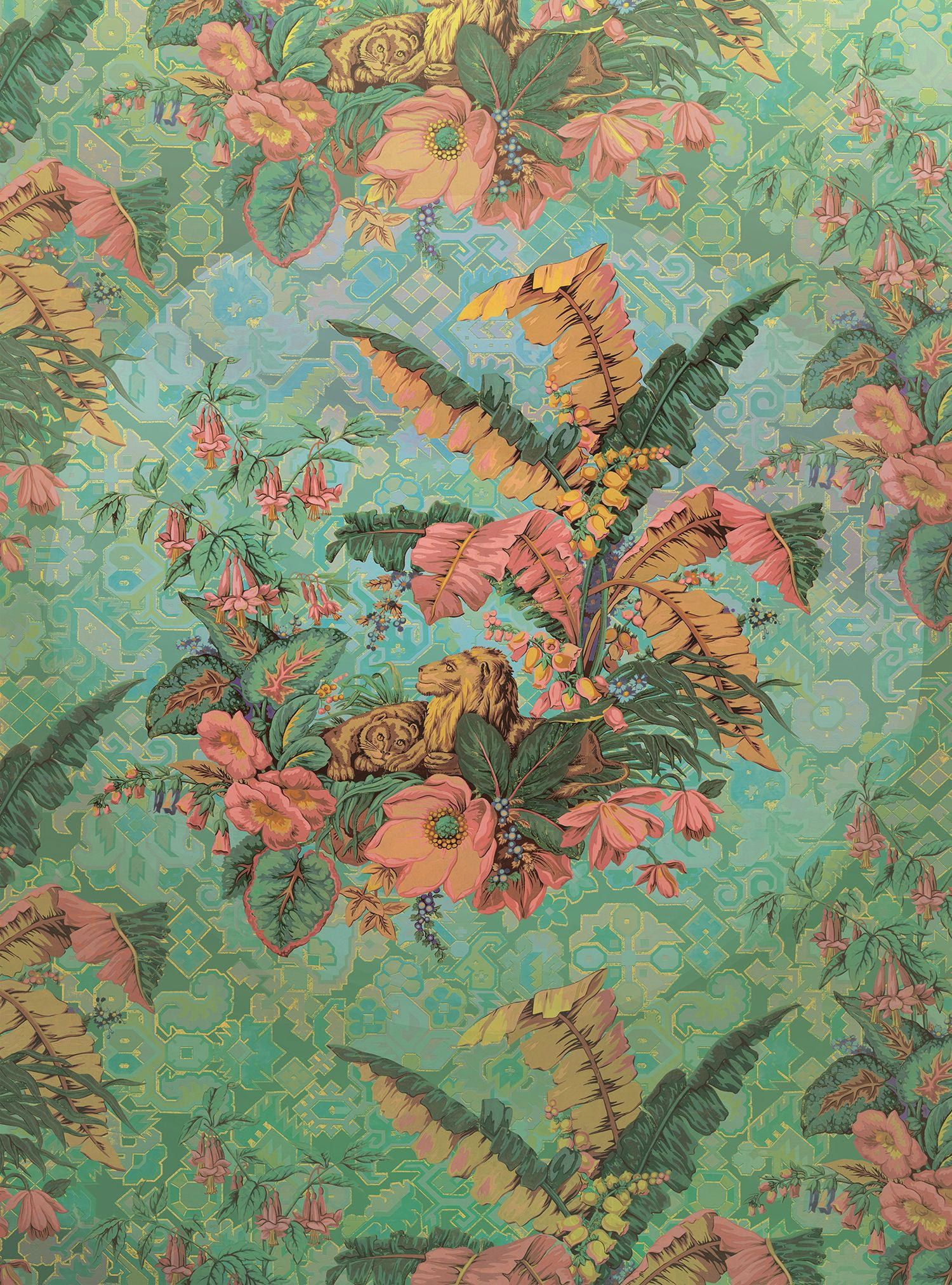 FOTOTAPETE Blätter 200 x 270 cm - Grün, Papier (200/270cm) - Sanders & Sanders
