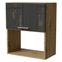 MIKROWELLENUMBAUSCHRANK Essen W2MK/60 Graphit Hochglanz / Eiche Artisan Matt 60 / 32,5 / 72cm - Graphitfarben/Eiche Artisan, Holz/Holzwerkstoff (60/32.5/72cm) - Feldmann-Wohnen