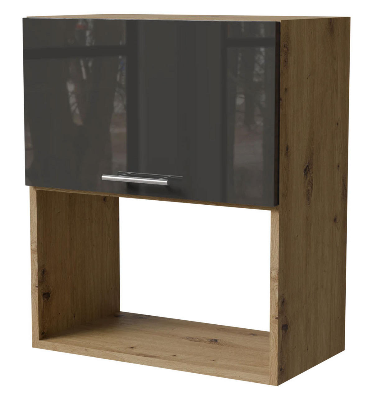 MIKROWELLENUMBAUSCHRANK Essen W2MK/60 Graphit Hochglanz / Eiche Artisan Matt 60 / 32,5 / 72cm - Graphitfarben/Eiche Artisan, Holz/Holzwerkstoff (60/32.5/72cm) - Feldmann-Wohnen