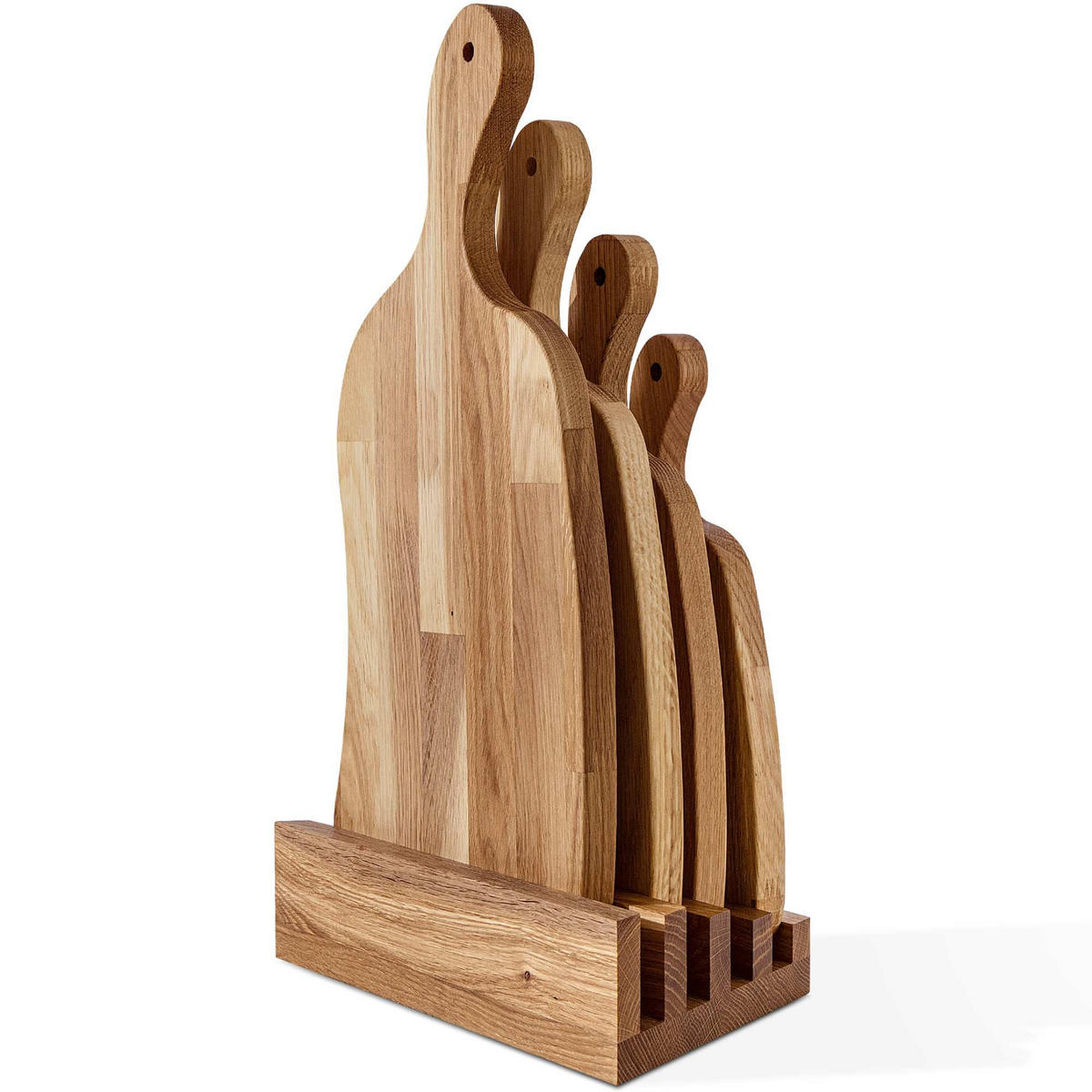 SCHNEIDEBRETT Set mit Halter Hemero 4tlg - Eichefarben, Holz (49/8cm) - KONSIMO®