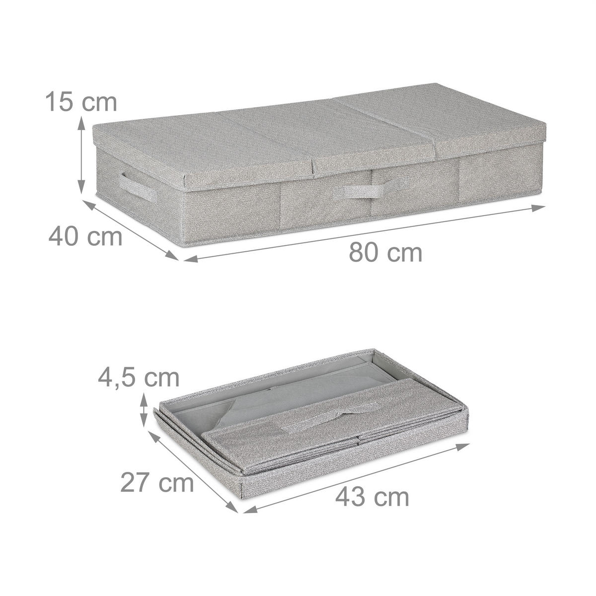 2XPODPOSTELOVÝ box - sivá, plast/vlnitá lepenka - Relaxdays