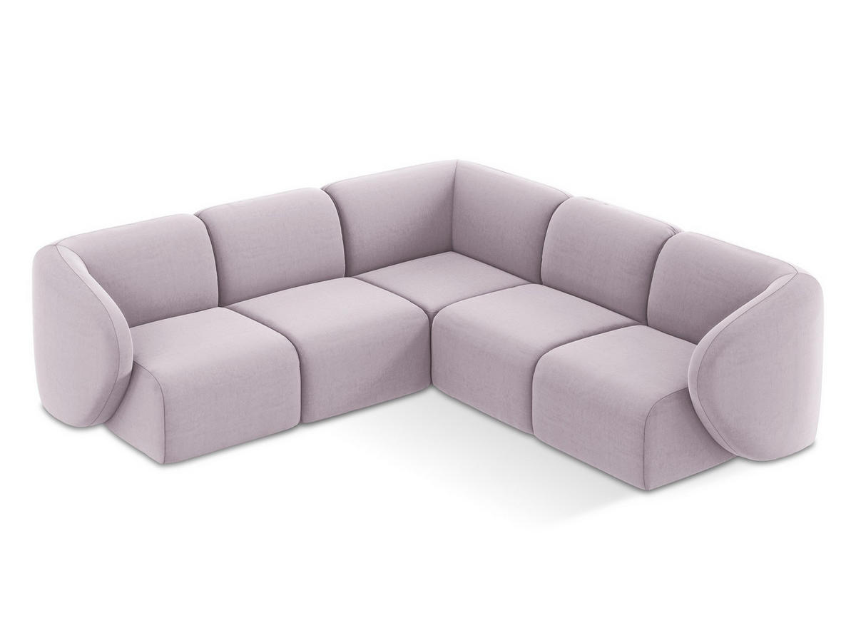 ECKSOFA Samt Stoff Violett - Flieder/Schwarz, Holzwerkstoff/Kunststoff (251/251cm) - Makamii