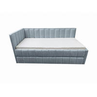 POLSTER-KINDERBETT LUKA 90x200 cm, links, mit Ausziehbett – Hellblau - Hellblau, Textil