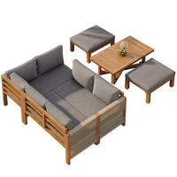 GARTENMÖBEL-SET 227/175/67 cm grau aus Akazienholz mit modularem Aufbau - Grau, Holzwerkstoff - OKWISH