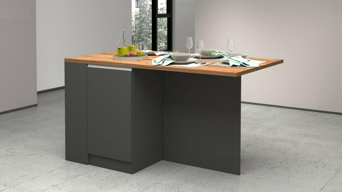 KÜCHENINSEL Anthrazit, Eiche 90/160/90 cm - Eichefarben/Anthrazit, Holzwerkstoff (160/90/90cm) - DMORA