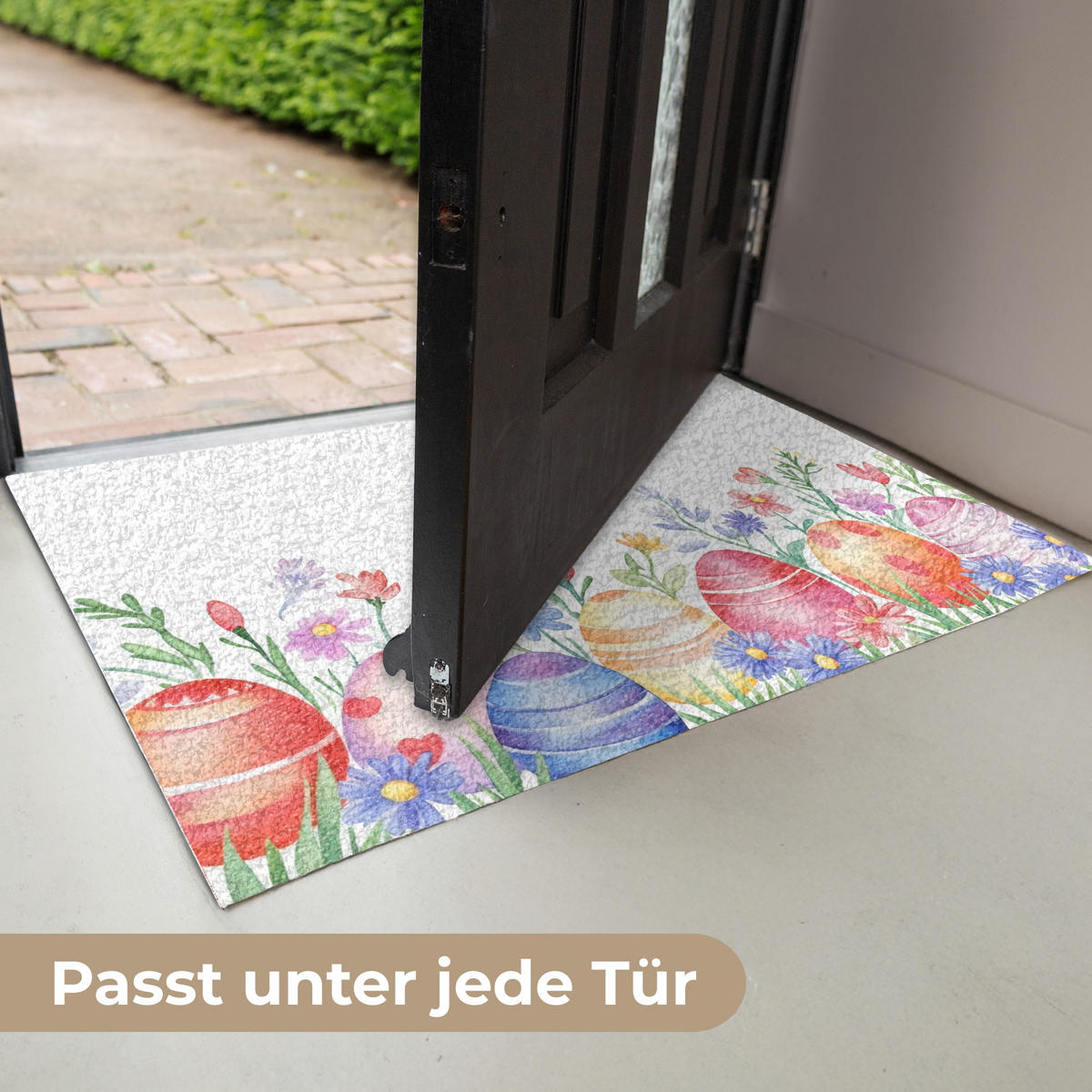 FUSSMATTE Blumengarten - Bunt - Eier 60x40 cm - Multicolor/Weiß, Kunststoff (40/60cm) - MuchoWow