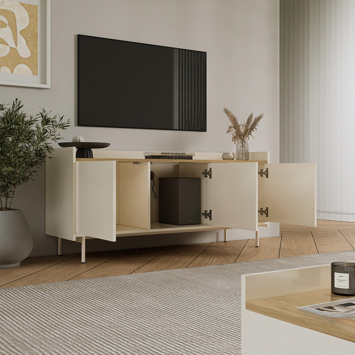 SPODNÁ DOSKA Velina krém - krémová, kompozitné drevo (140/63/40cm) - Vicco