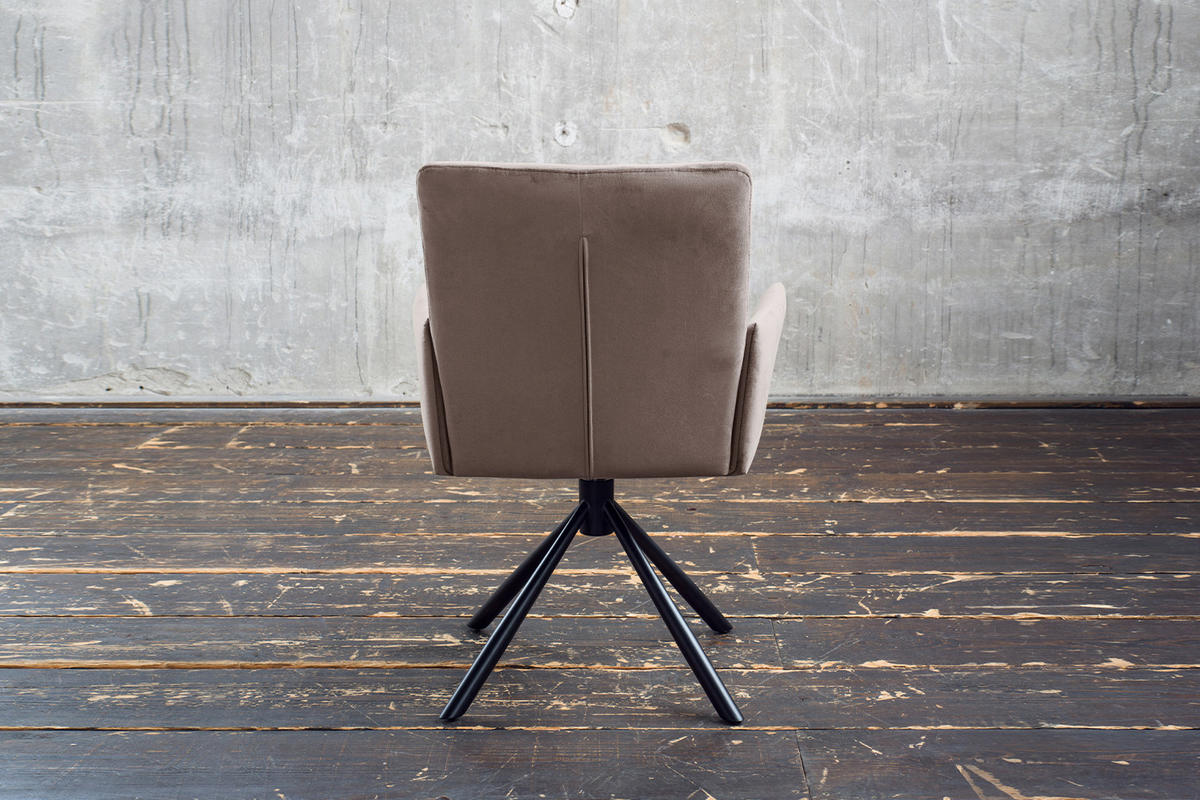 ESSZIMMERSTUHL KYRA Taupe Velvet - Taupe/Schwarz, Kunststoff/Textil (64/88/61cm) - KAWOLA
