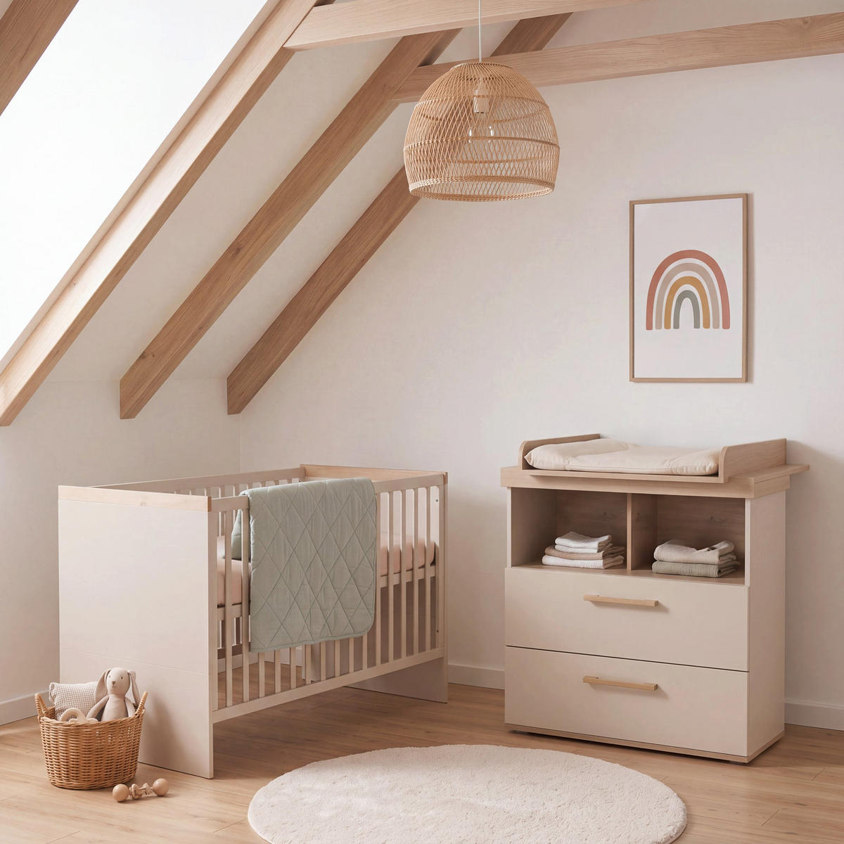 BABYBETT Jimmy Cashmere 70 x 140 cm - Kaschmir/Eichefarben, Holz/Holzwerkstoff (70/140cm) - Roba