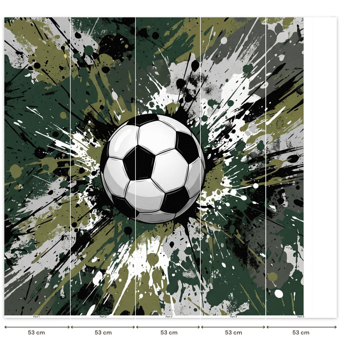 KINDERTAPETE - Fußball - Farbe - Spritzer - Grün - 220x240 cm - Dunkelgrün, Papier (220/240cm) - OnlyWow