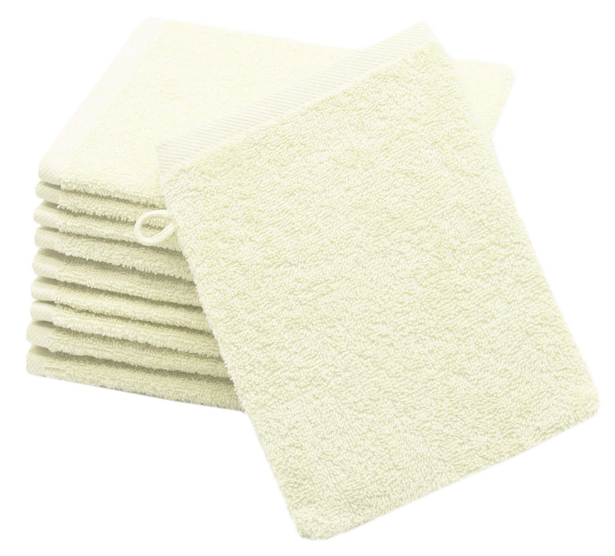 WASCHHANDSCHUH, 10er-Set, 16x21 cm, 100% Baumwolle, Weiß - Beige, Textil (16/21cm) - Zollner